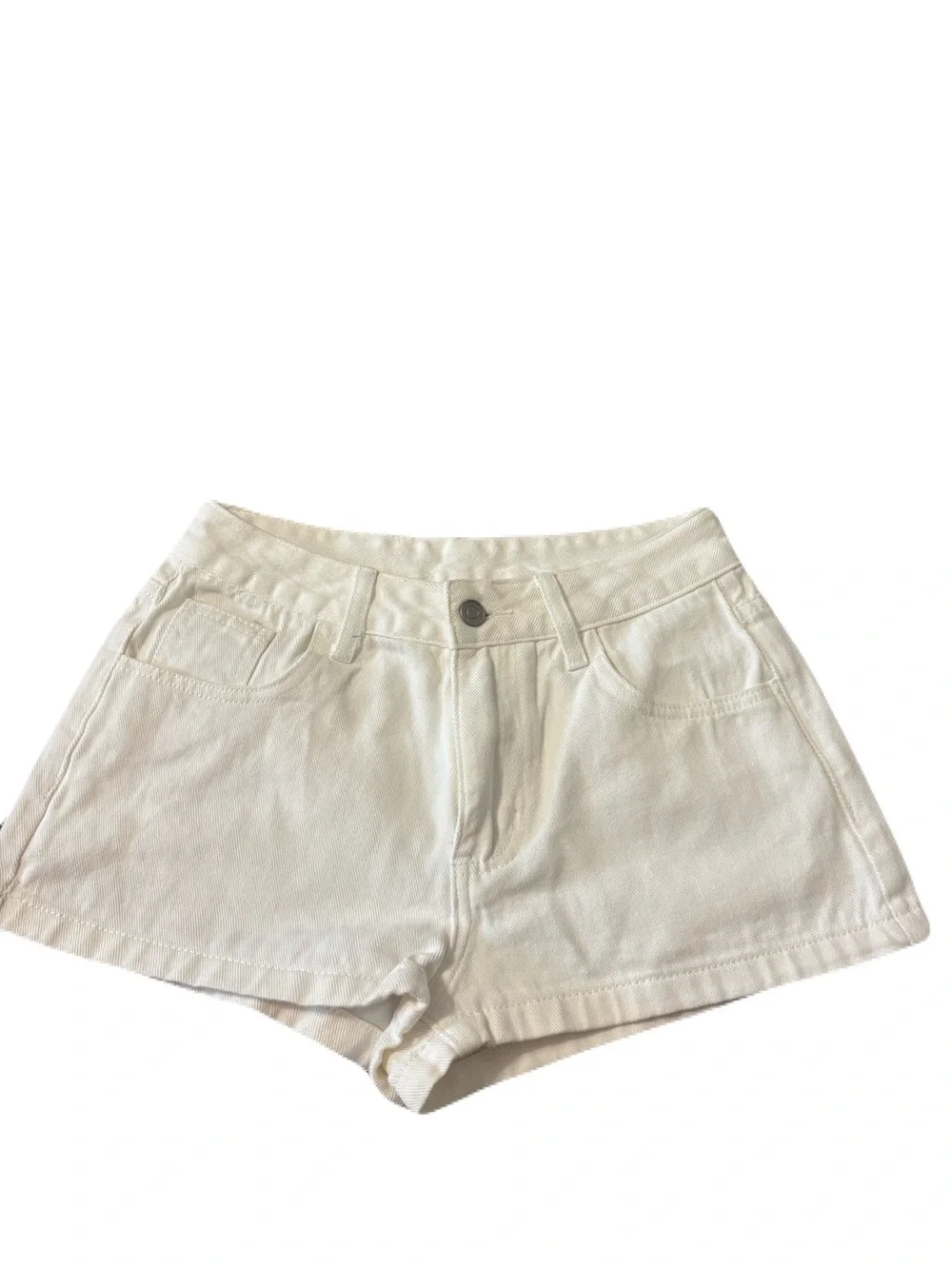 Classic High-Rise White Denim Shorts
